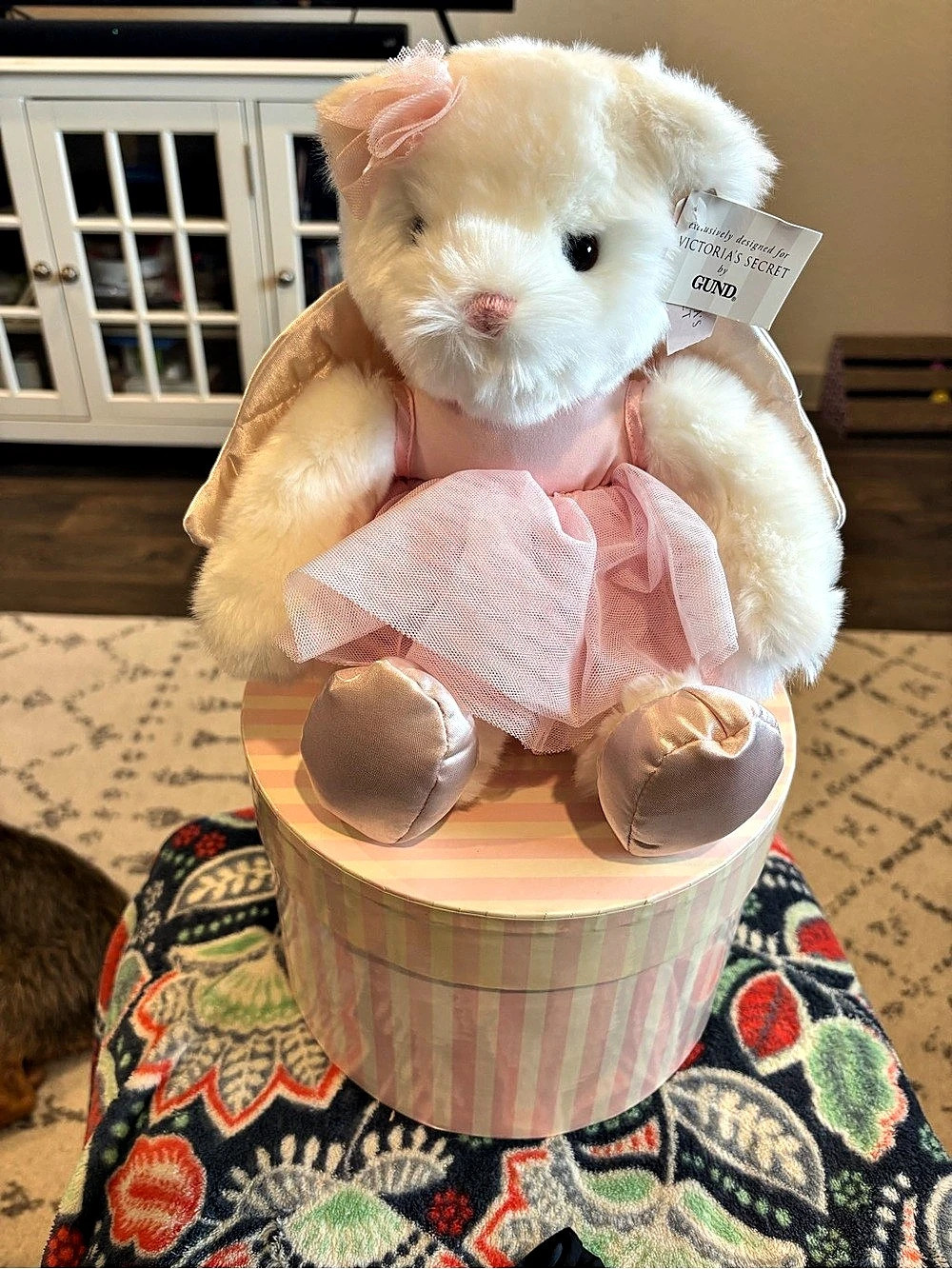 Victoria's Secret Angel Bear Plush Bear in Pink & White New in Box